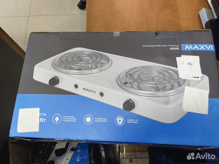 Электроплитка настольная maxvi HE201 white