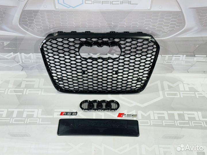 Решетка радиатора Audi A6 C6, RS6 стиль, глянец