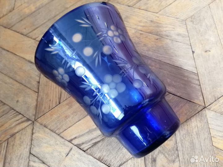 Ваза для цветов. Кобальт. Винтаж. 15* 18 см