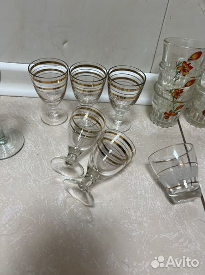 Рюмки, стопки, фужеры, бокалы с позолотой