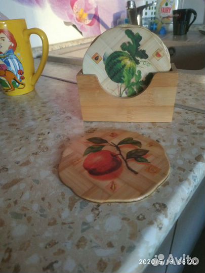 Подставка для кружек, крышки, тëрка,нож,из бересты