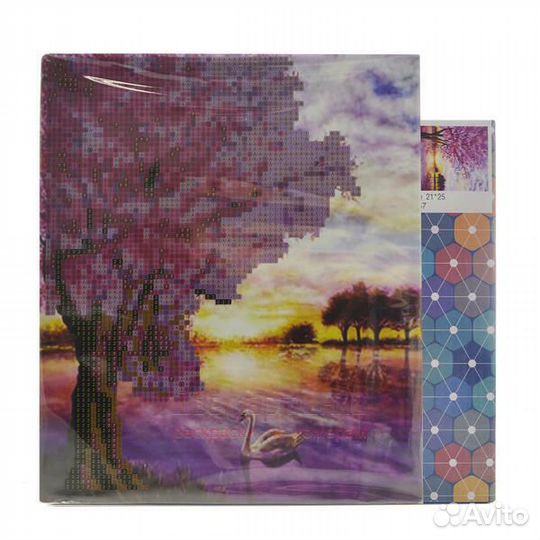 Алмазная мозаика 21x25 Пушистый щенок и котёнок