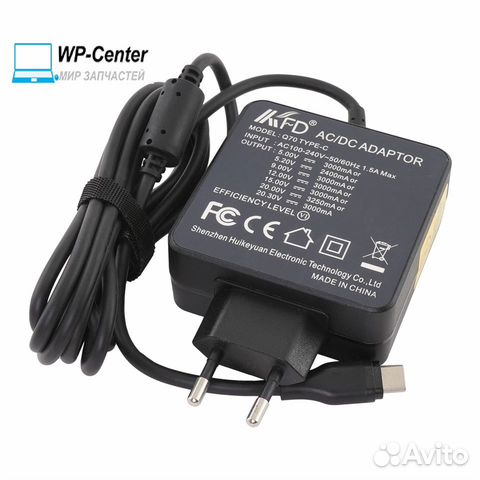 Зарядка для ноутбука Type С 20V 3.25A 15V 3A 9V 3A