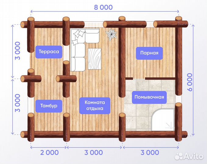 Дом баня Сруб из бревна без Предоплаты