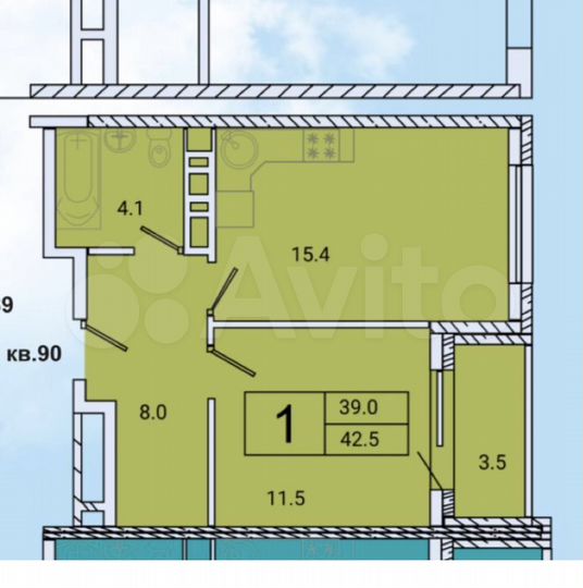 1-к. апартаменты, 42,5 м², 7/8 эт.
