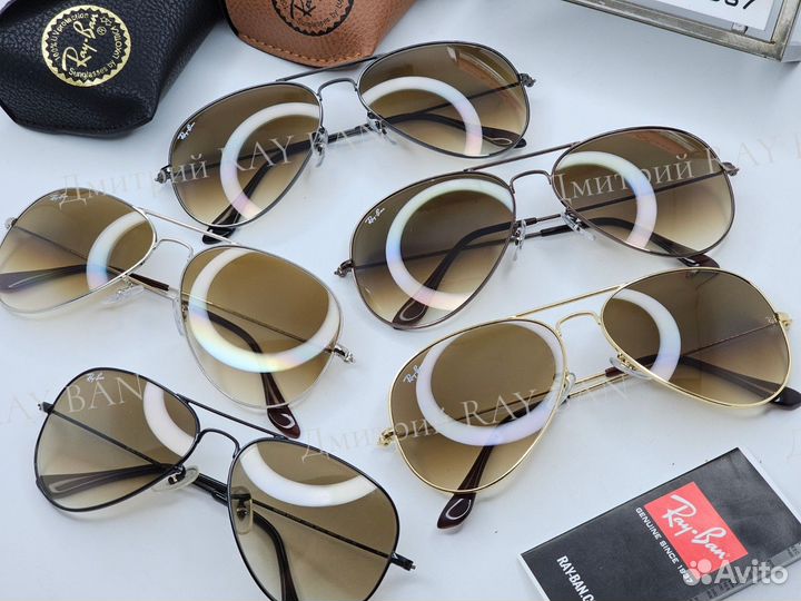 Очки Ray Ban Aviator Silver Brown Стекло