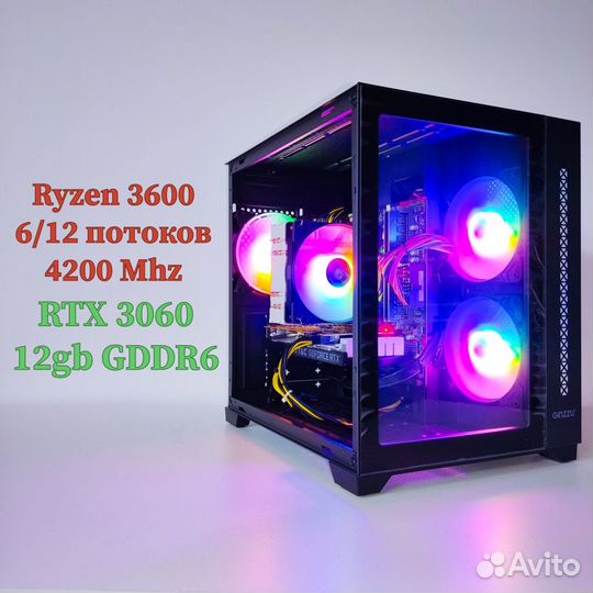 Игровой пк RTX 3060 Ryzen 3600 512 M2 SSD 16 RAM