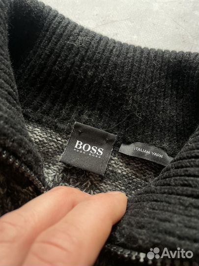 Hugo Boss шерстяной свитер с горлом 1/4 zip