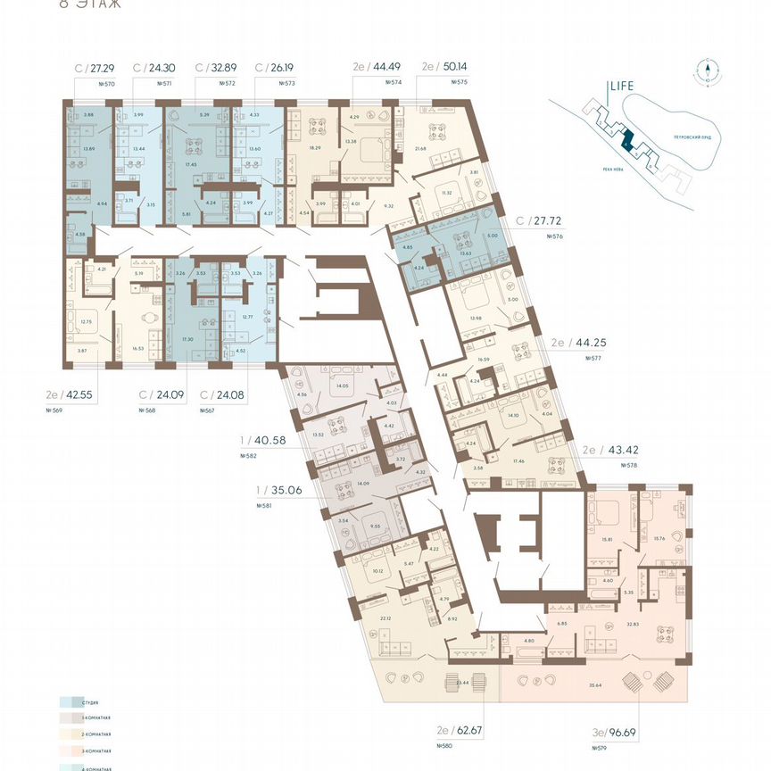 Апартаменты-студия, 28,7 м², 8/8 эт.