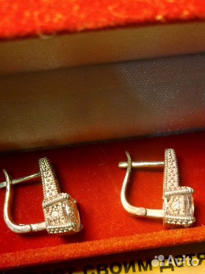 Серебро Серьги Старинные Проба