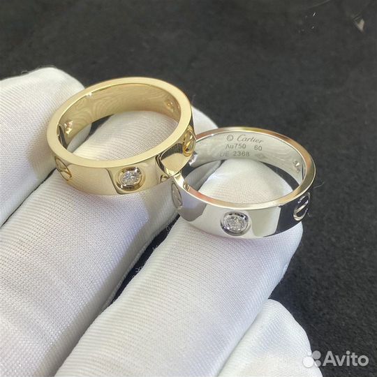 Кольцо Cartier Love, белое золото 585 пробы 0,13ct