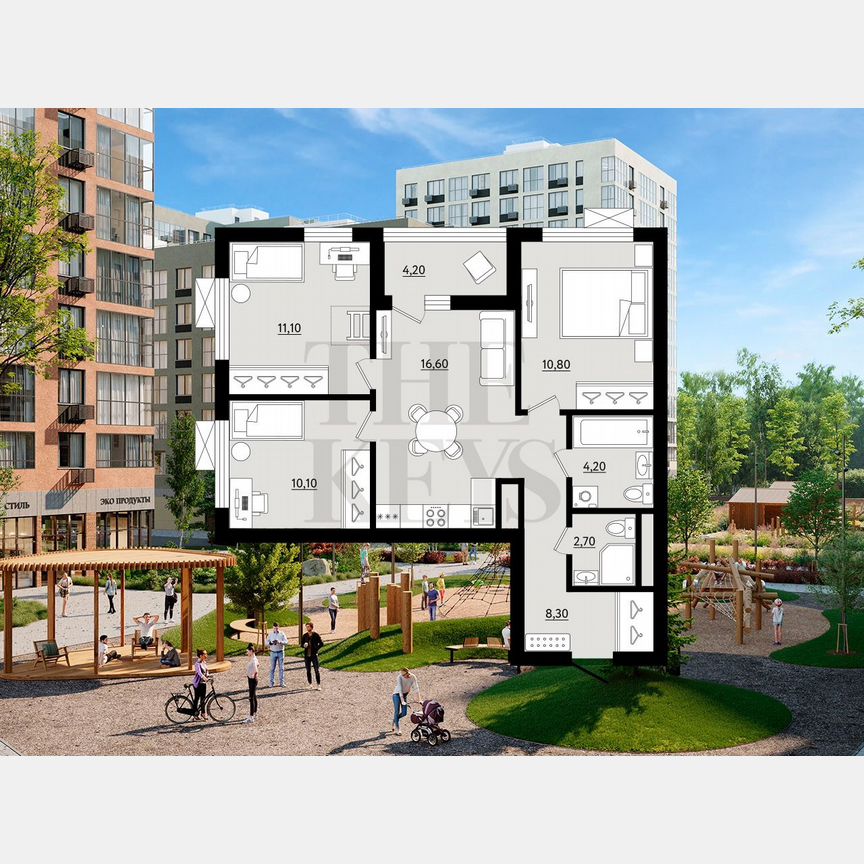 3-к. квартира, 65,9 м², 6/12 эт.