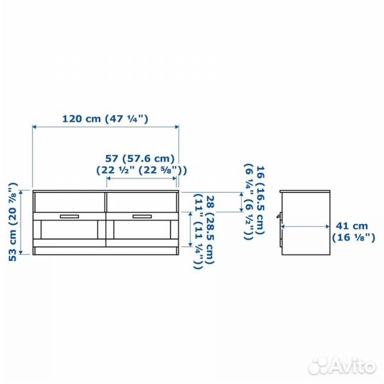 Тумба под тв IKEA Бримнес, 120х41х53 см, черный