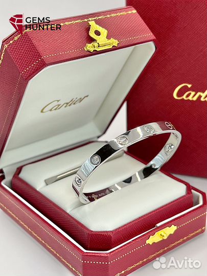 Браслет cartier love белое золото