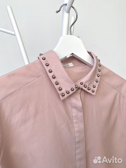 Рубашка розовая японская с металлическими вставкам