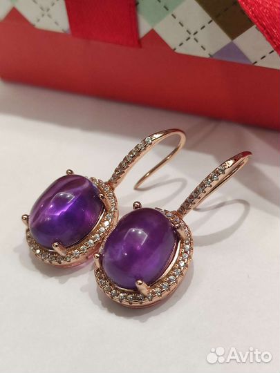 Серьги с аметистами, классика