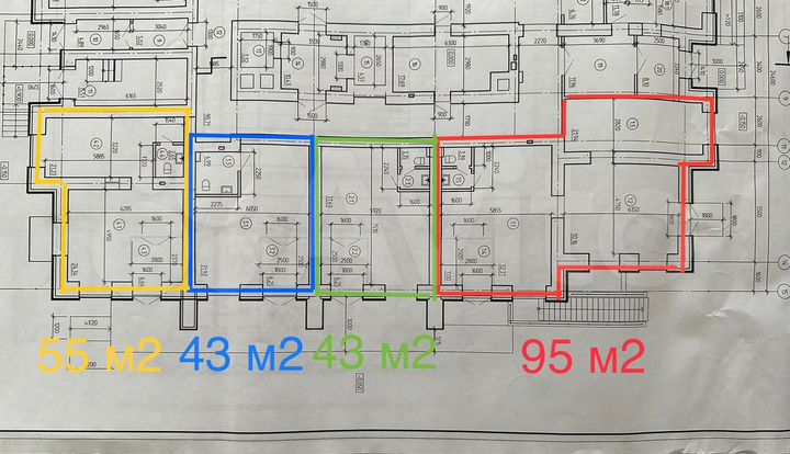 Свободного назначения, 43, 55, 95 м²