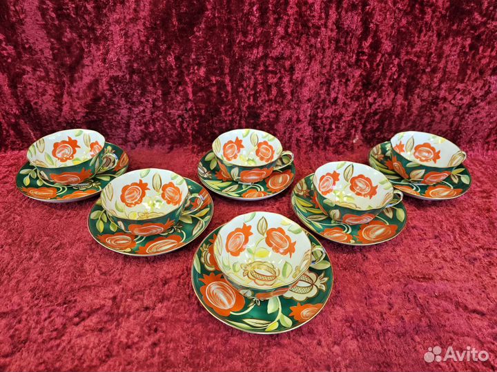 Чайная пара цена за 6 штук Песня Леонов Дулево 60е