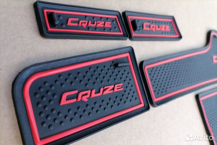 Коврики силиконовые в двери Cruze 9 шт красные