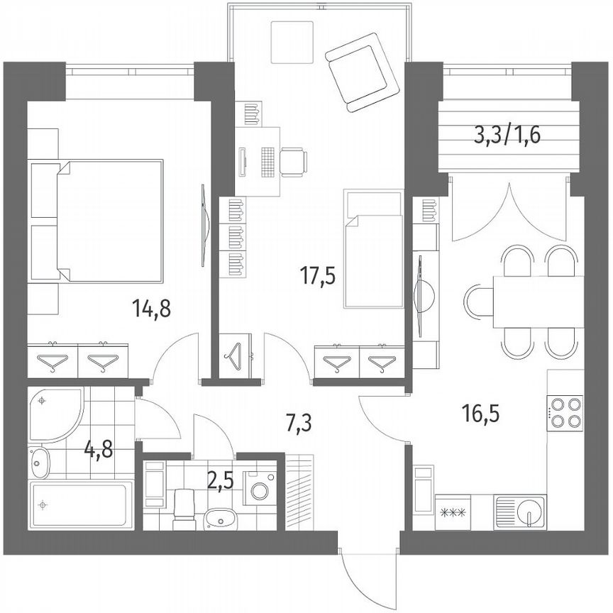 2-к. квартира, 65,1 м², 10/13 эт.