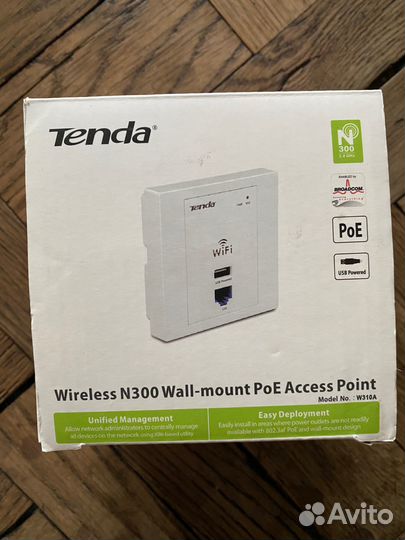 Точка доступа Tenda n300 wireless wall-mount PoE