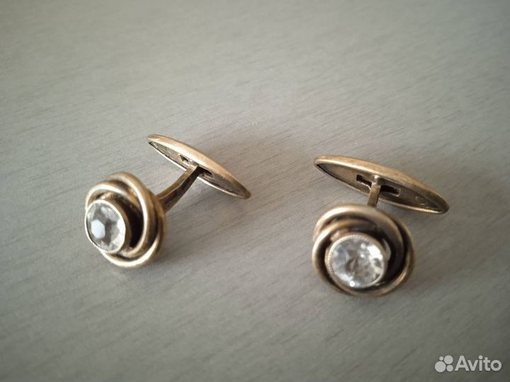 Запонки серебро с хрусталём
