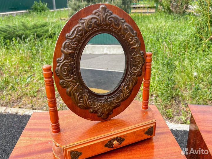 Зеркало старинное СССР 1960 г настольное винтажное