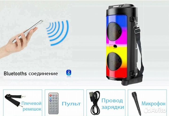 Портативная колонка Bluetooth (TF/USB/AUX/FM) ZQS