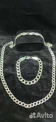 Серебряная цепочка с браслетом с покрытием родия