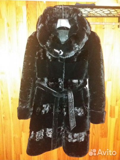 Шуба мутон + норка 44р