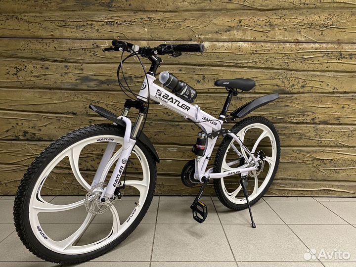 Велосипед на литых дисках складной белый