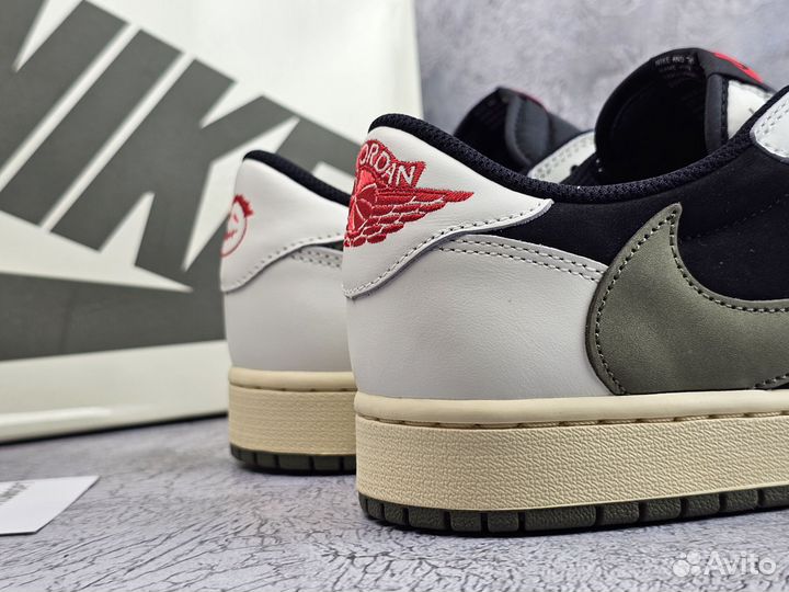 Кроссовки Travis Scott x Air Jordan 1 low olive