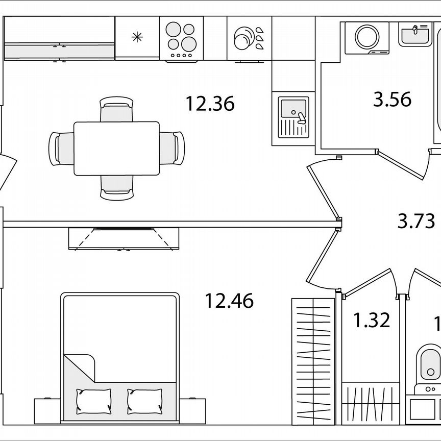 1-к. квартира, 36,3 м², 4/9 эт.