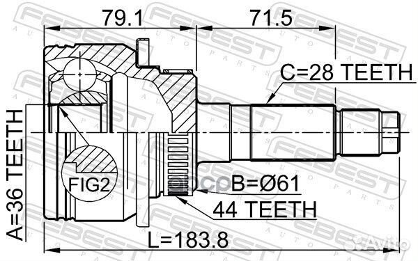 ШРУС наружный 36X61X28 mazda BT-50 06- 0510BT50