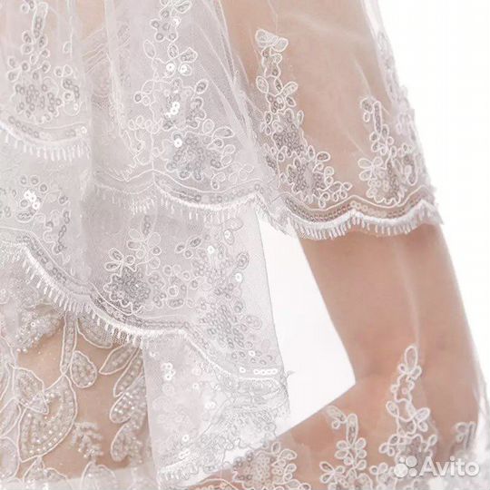 Новая белоснежная фата. Орнамент с пайетками