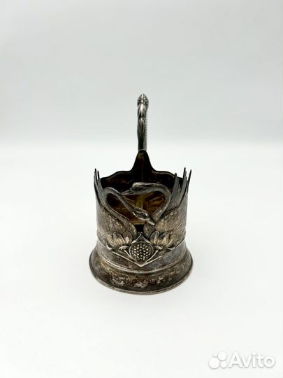 Подстаканник Лебеди серебро 875 проба вес 130 г