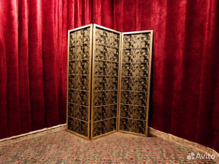 Ширма перегородка золотая паутинка