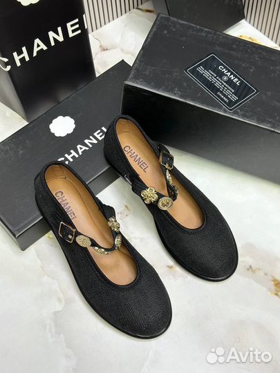 Балетки chanel кожа текстиль / 36-40