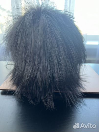 Шапка вязка с натуральным мехом