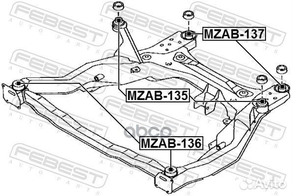 Сайлентблок подрамника задний mzab-137 mzab137