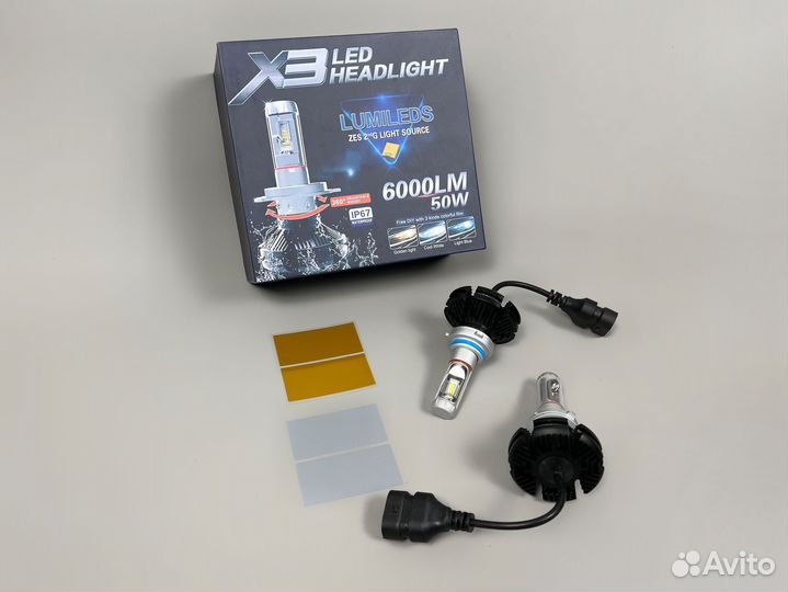 Лампы HB4 (9006) LED 6000 LM X3