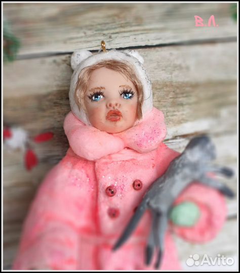 Ватная елочная игрушка ручная работа