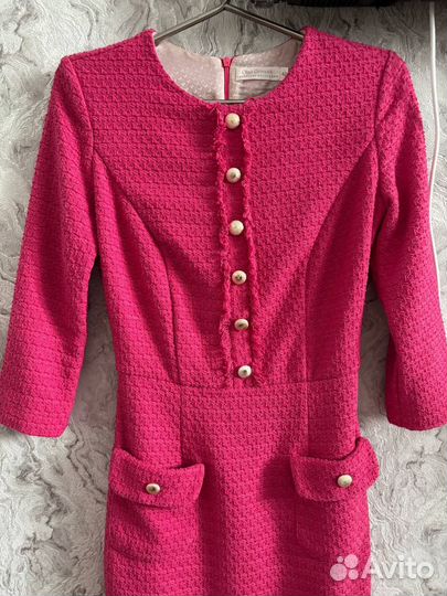 Твидовое платье женское розовый, фуксия