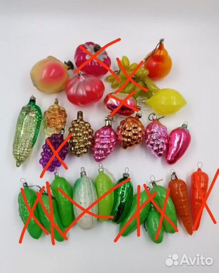 Елочные игрушки СССР овощи, фрукты