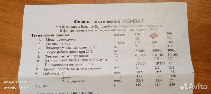 Продается тактический фонарь 