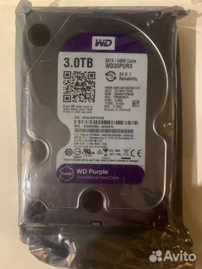 Жёсткий диск WD WD30purx Purple 3 Tb