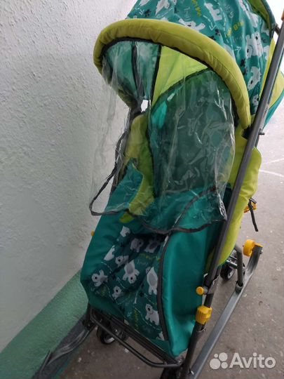 Детские санки коляска с колесами