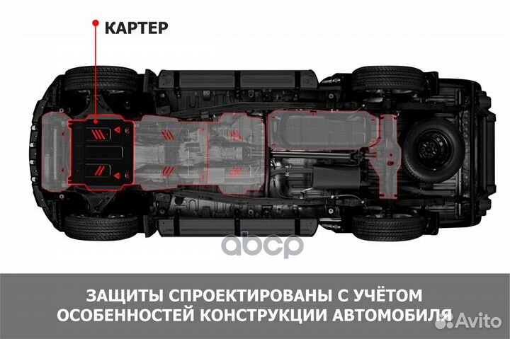 Защита картера + комплект крепежа Автоброня, Ст