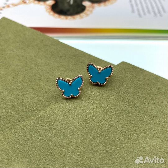 Серьги mini с бирюзой Vancleef premium