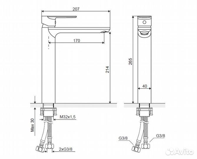 Смеситель Excellent Glad arac.1102CR для умывальника